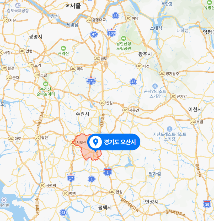경기도 오산시 지도